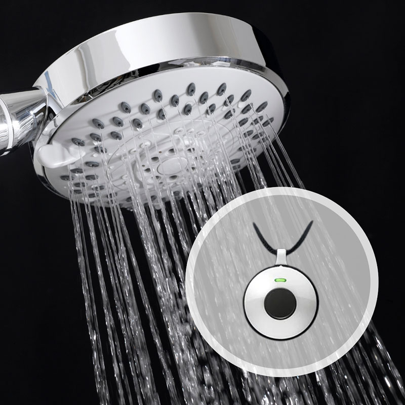 Senior woman in shower wearing the waterproof medical alert pendant